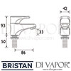 Bristan Jute Basin Taps 4 Litre Flow Limit Dimensions